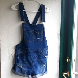 Charlotte Russe Wax Jeans Blue Short Overalls